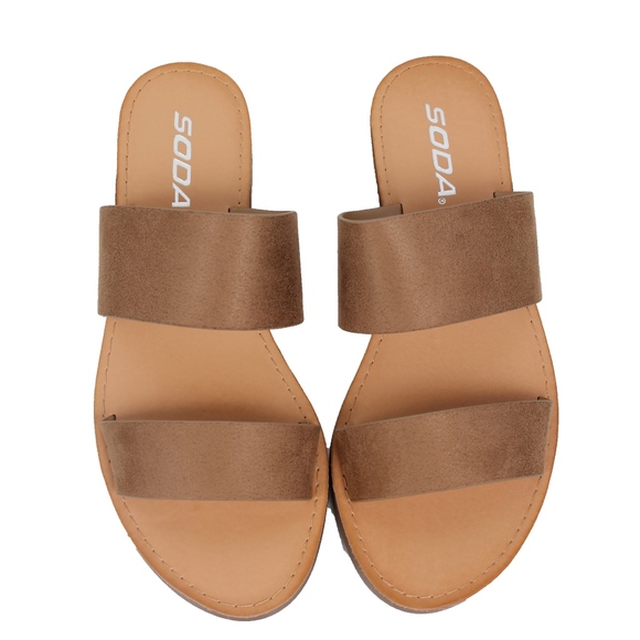 Shoes - Size 10 Light Tan Double Strap Flat Sandal